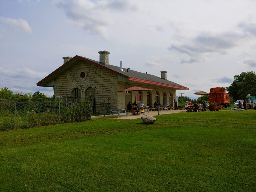 St Marys Junction Station in its current setup as Broken Rail Brewing. The GTR caboose can be seen in the background.